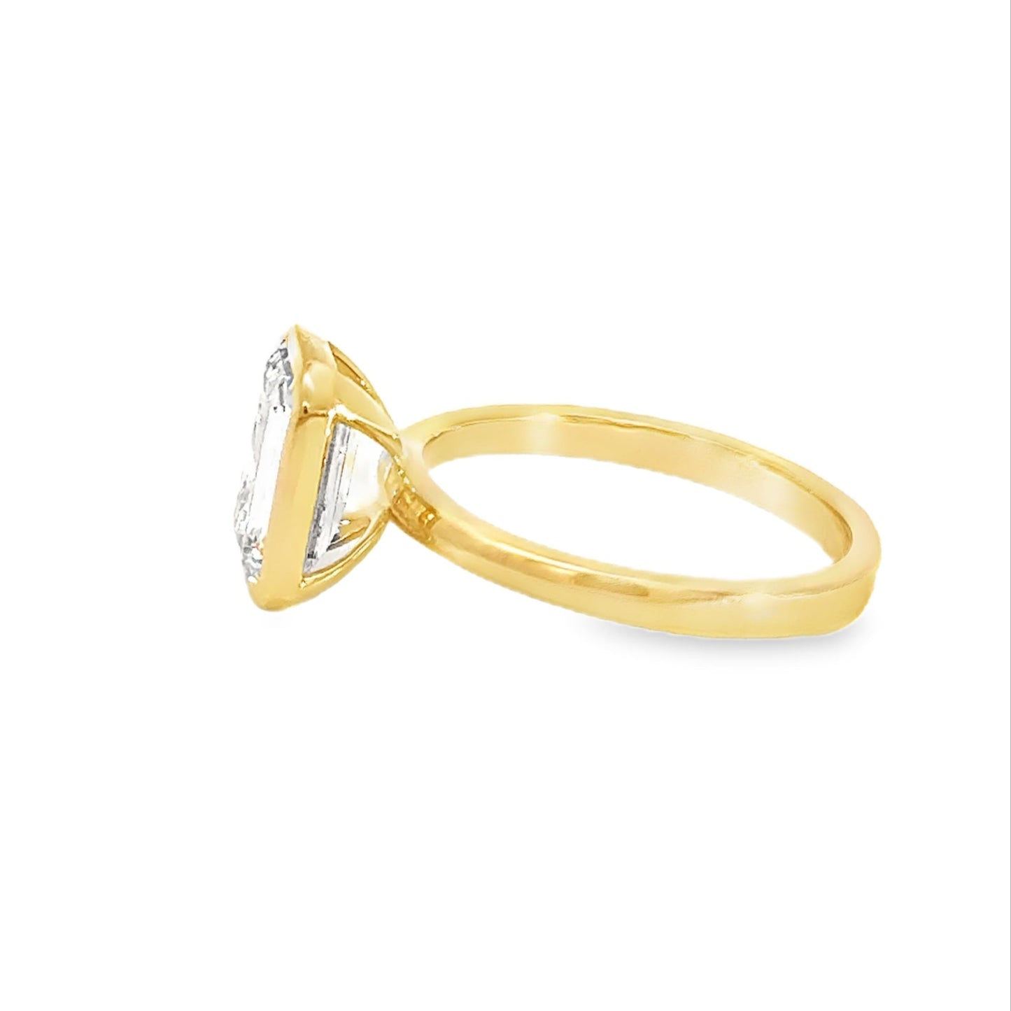 14k Gold Bezel Emerald Cut Solitaire Engagement Ring (2 tcw)