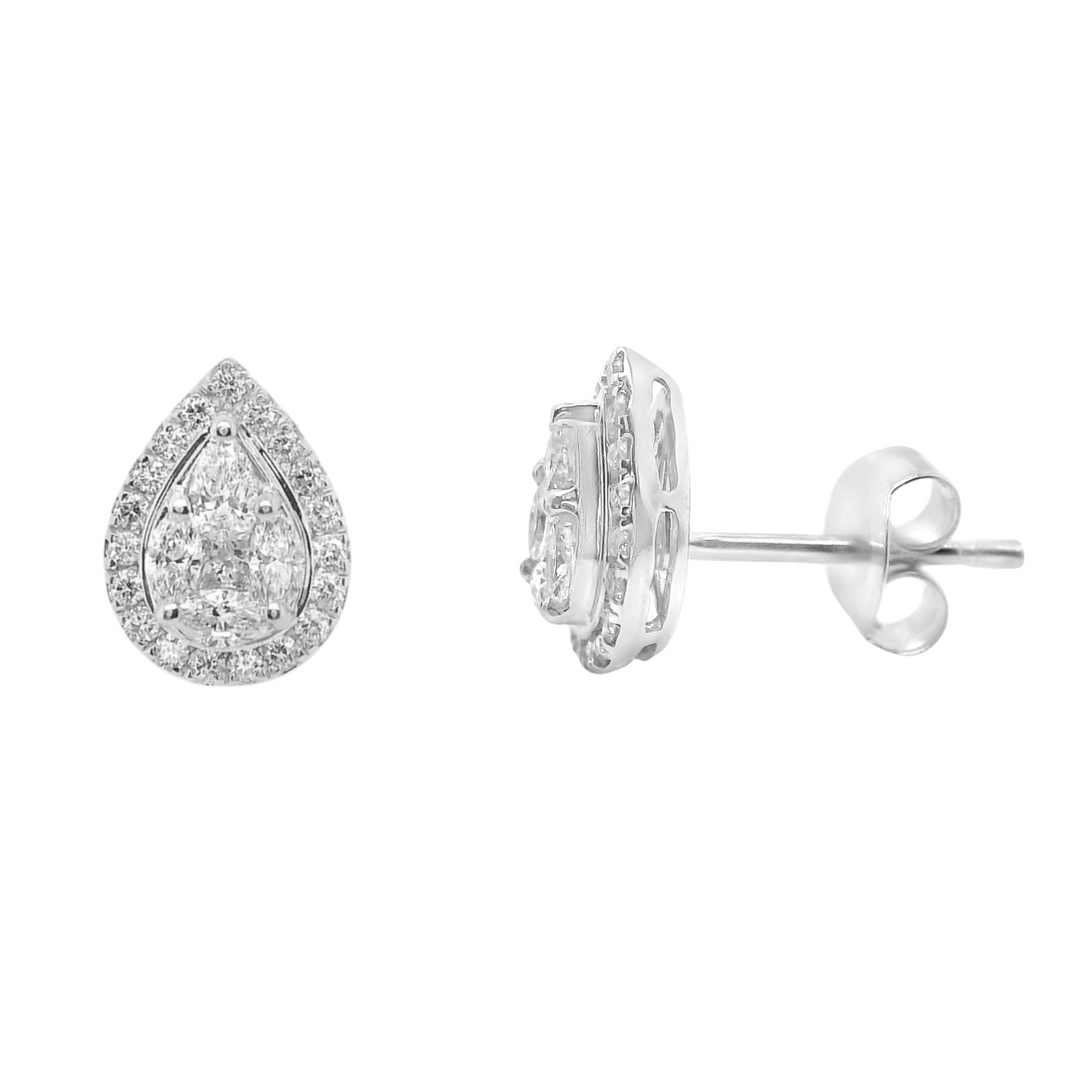 7/10 CT. T.W. Diamond Teardrop Pendant and Earrings in 14K White Gold