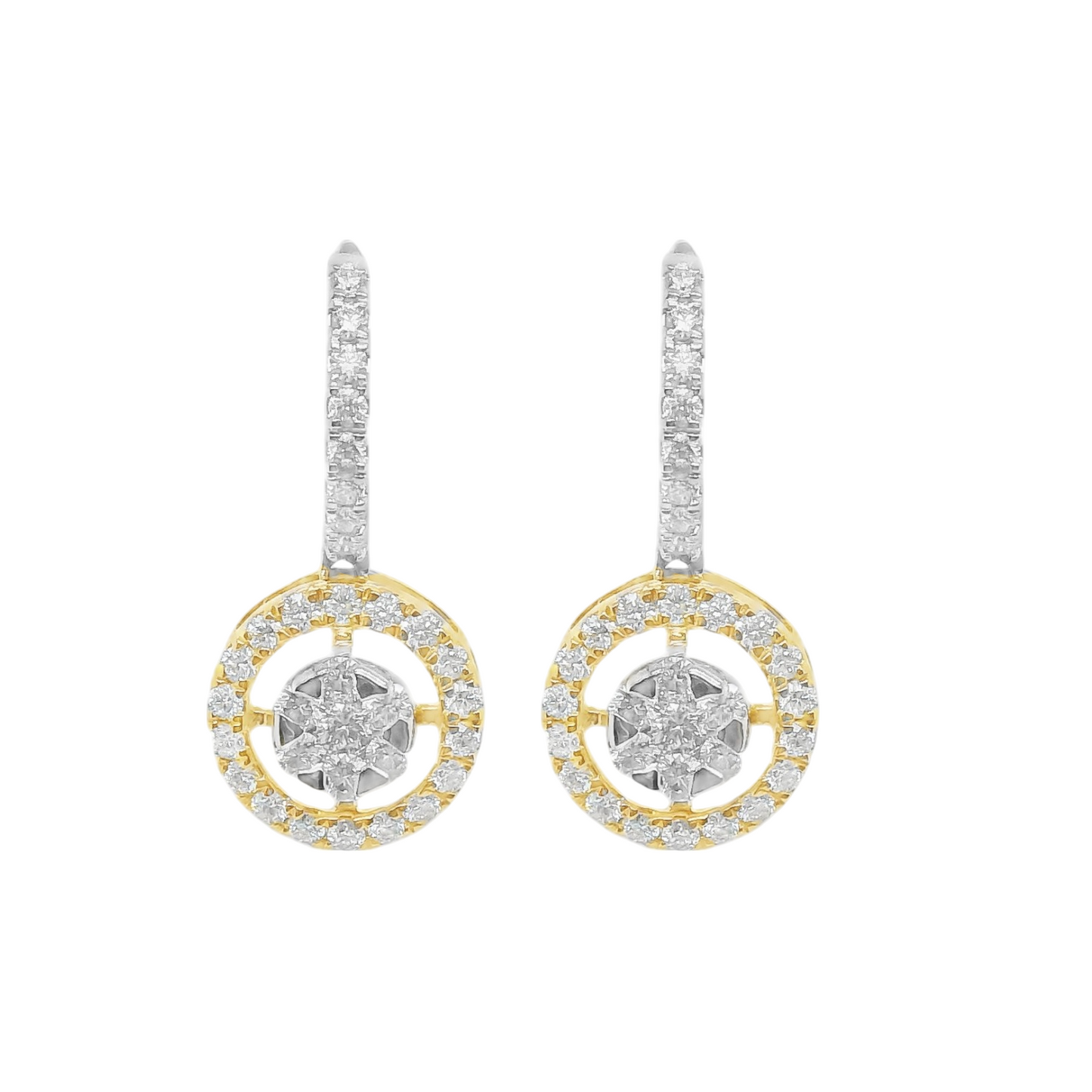 Natural Diamonds 1-1/6Ct. T.W. 14k Halo Pave Drop Earrings and Necklace Set