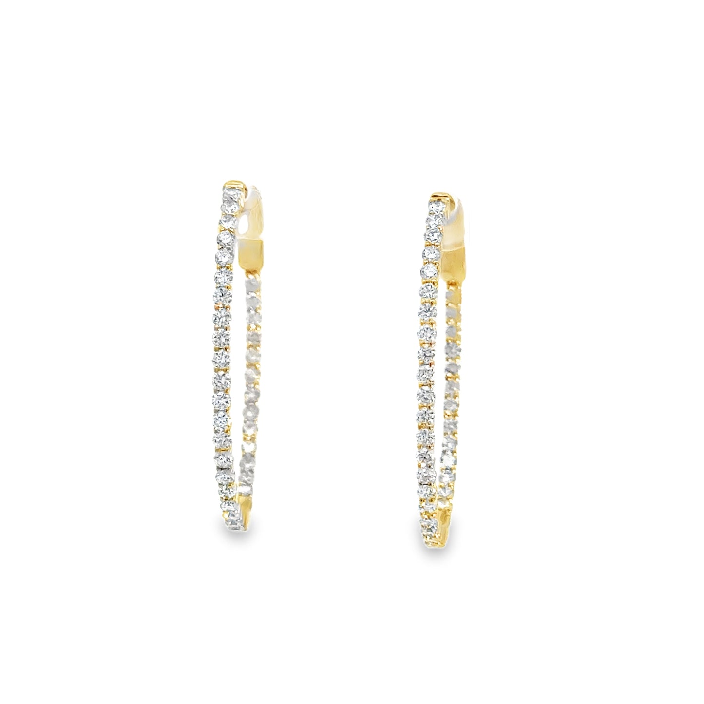 14k Gold Oval Inside-Out Hoop Earrings with Lab Grown Diamonds (1.10 t.c.w.)