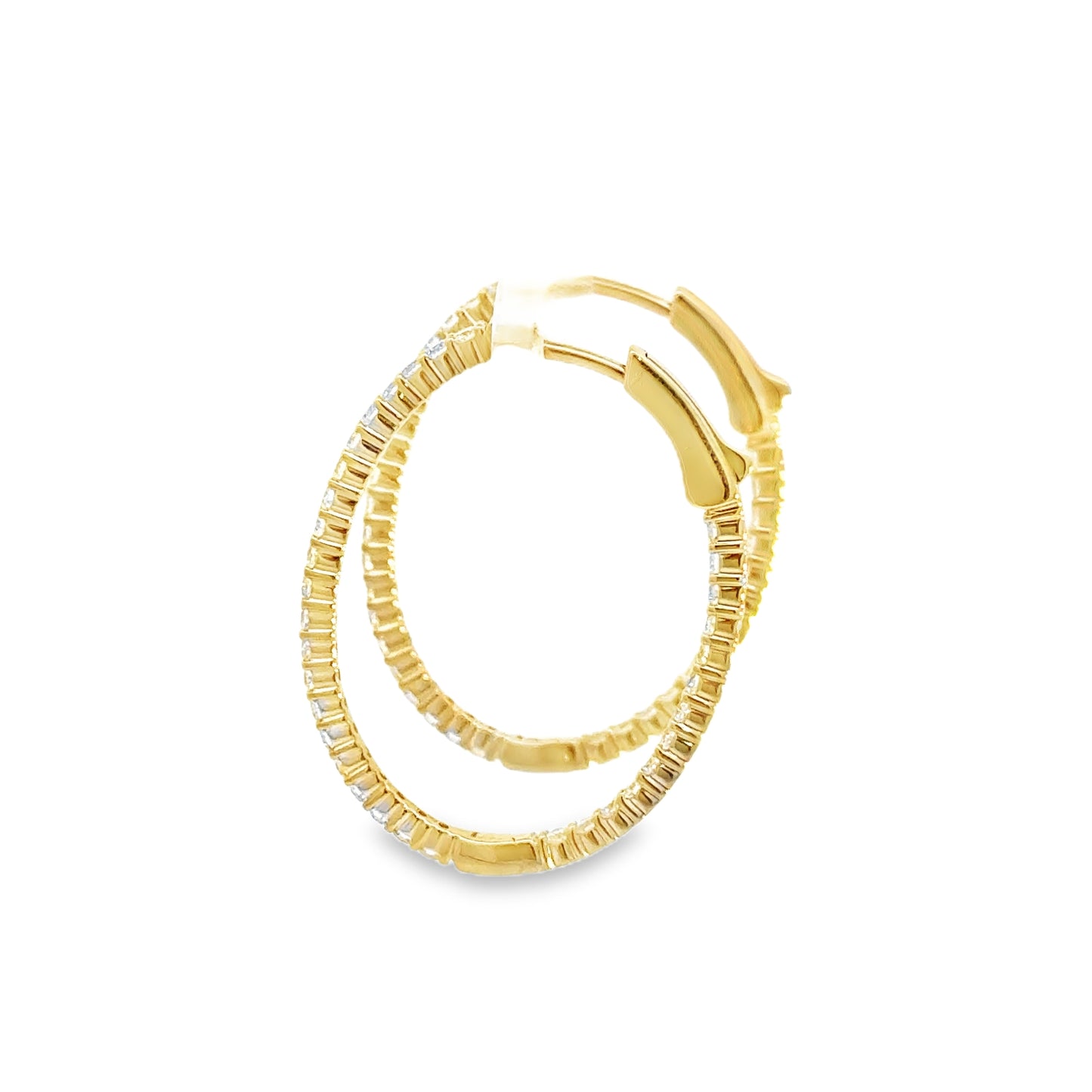 14k Gold Oval Inside-Out Hoop Earrings with Lab Grown Diamonds (1.10 t.c.w.)