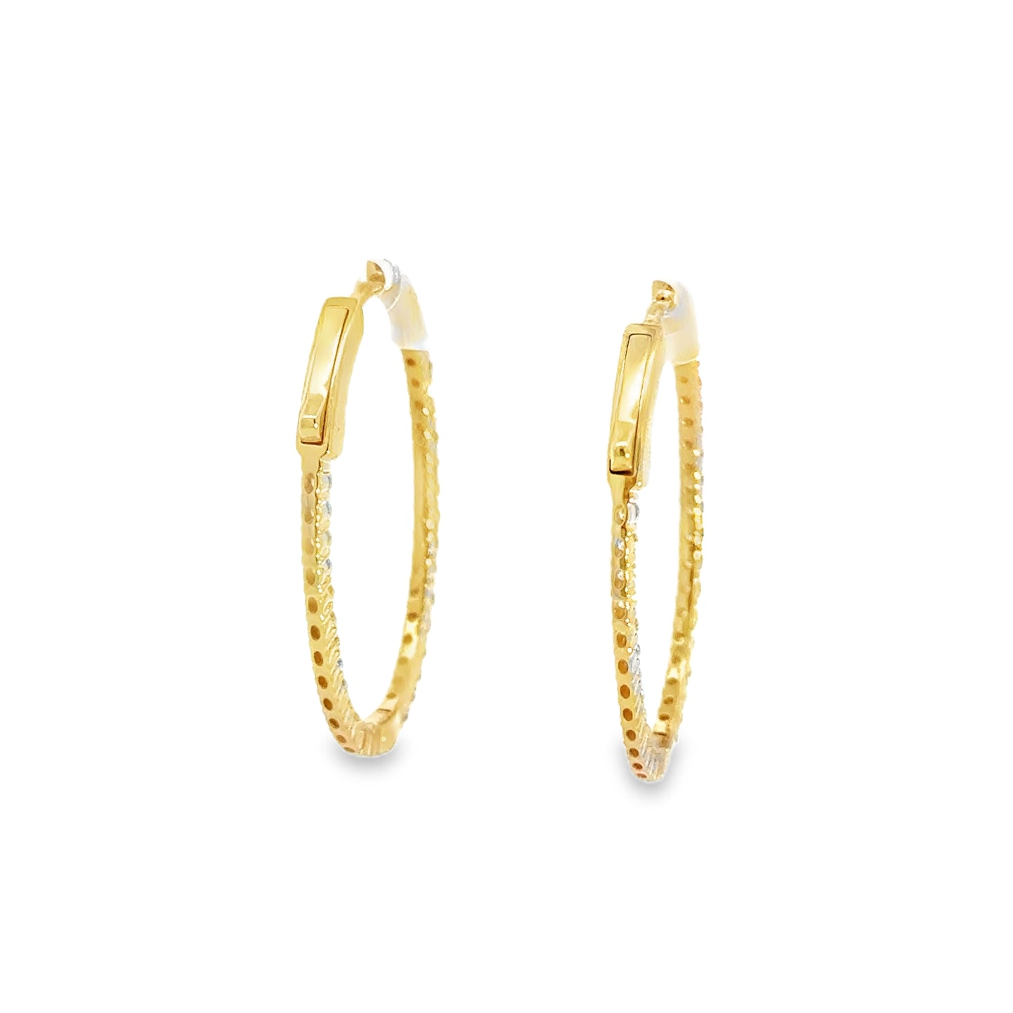 14k Gold Oval Inside-Out Hoop Earrings with Lab Grown Diamonds (1.10 t.c.w.)