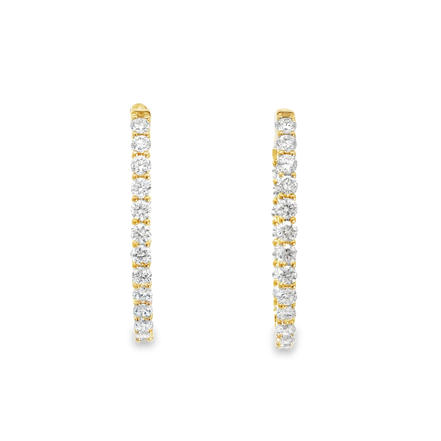 14k Gold Oval Inside-Out Hoop Earrings with Lab Grown Diamonds (2.18 t.c.w.)