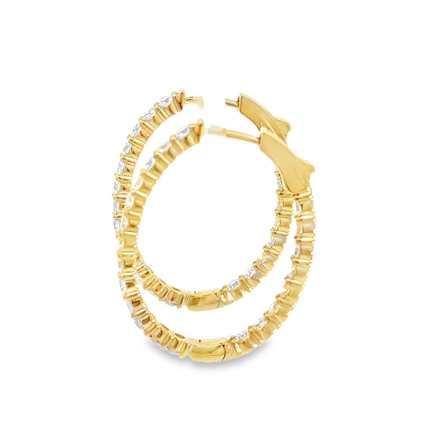 14k Gold Oval Inside-Out Hoop Earrings with Lab Grown Diamonds (2.18 t.c.w.)