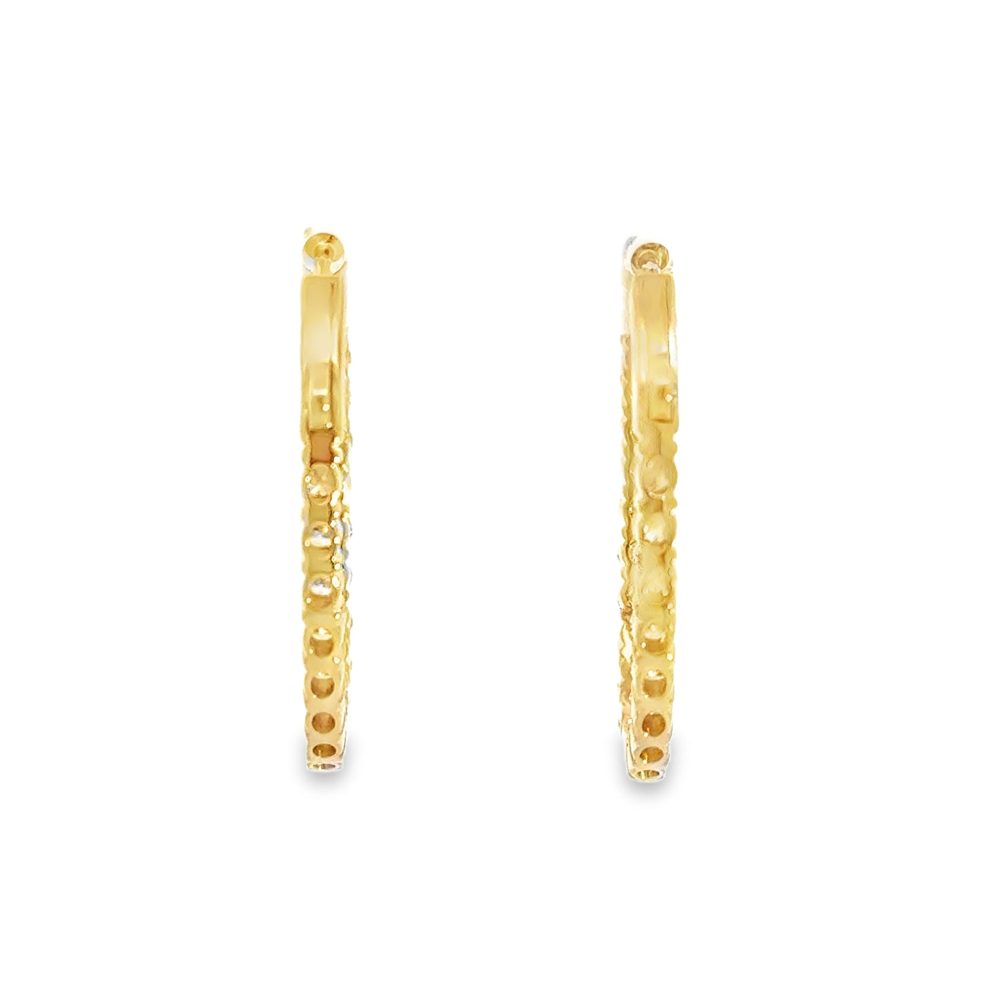 14k Gold Oval Inside-Out Hoop Earrings with Lab Grown Diamonds (2.18 t.c.w.)
