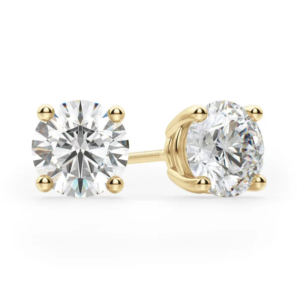 Certified 14k Gold 4 Prong Moissanite Screwback Earrings (2.4tcw)