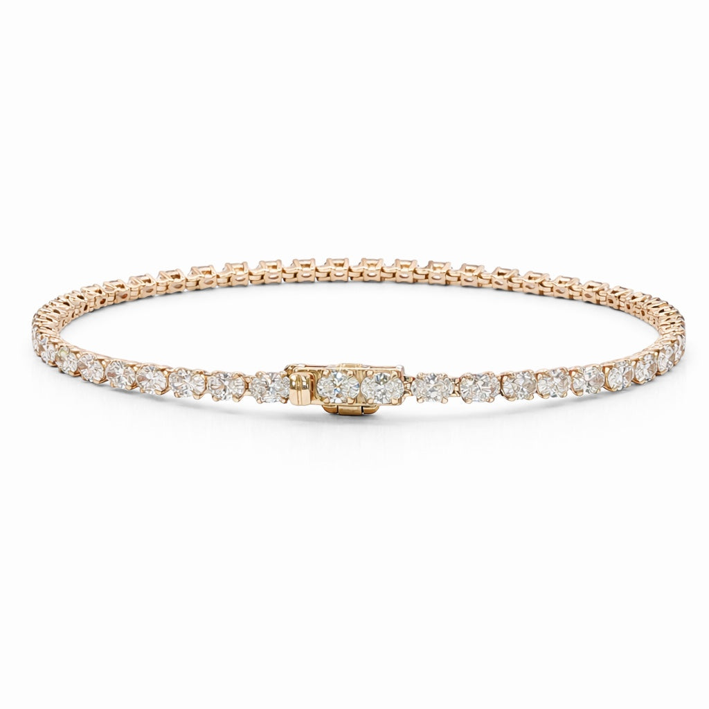 14k Gold Oval Lab Grown Diamond Tennis Bracelet 4.345 tcw | 7"