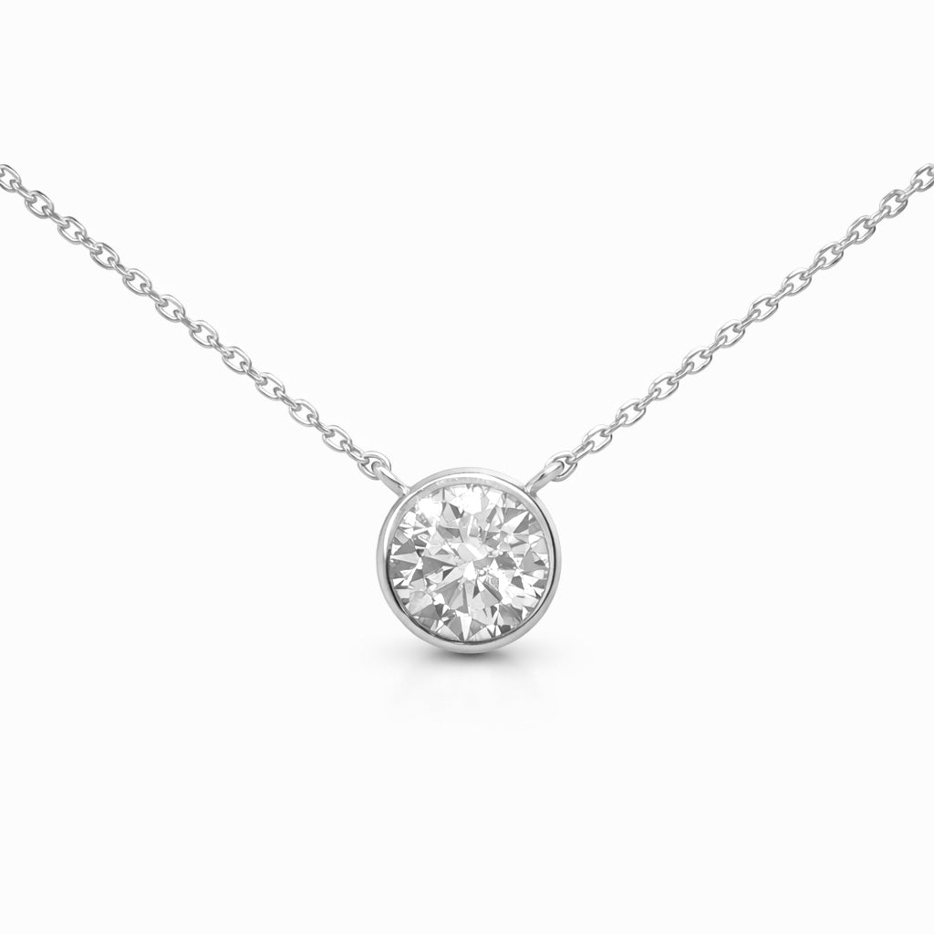 14k Gold 1ct Lab Diamond Bezel Set Necklace - 18"