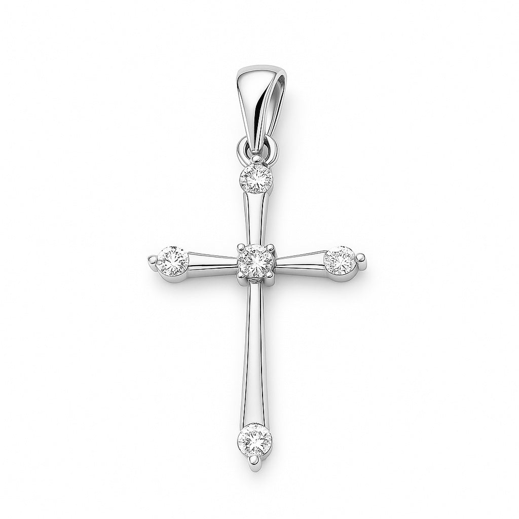 5 Diamond White Gold Cross 14k (1/10 tcw)