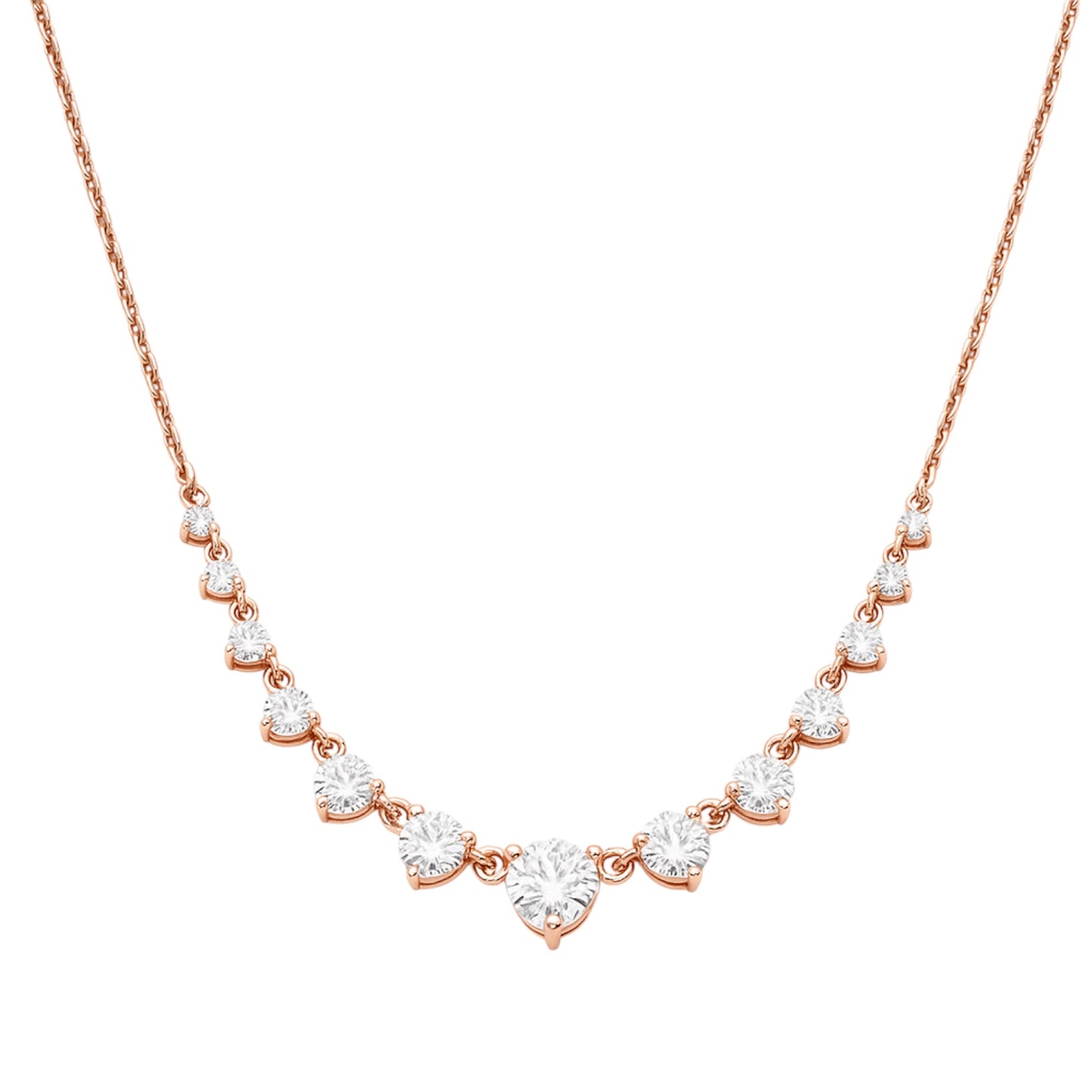 1 Carat Lab Grown Diamond Graduated Necklace in 14k Rose Gold - 17"