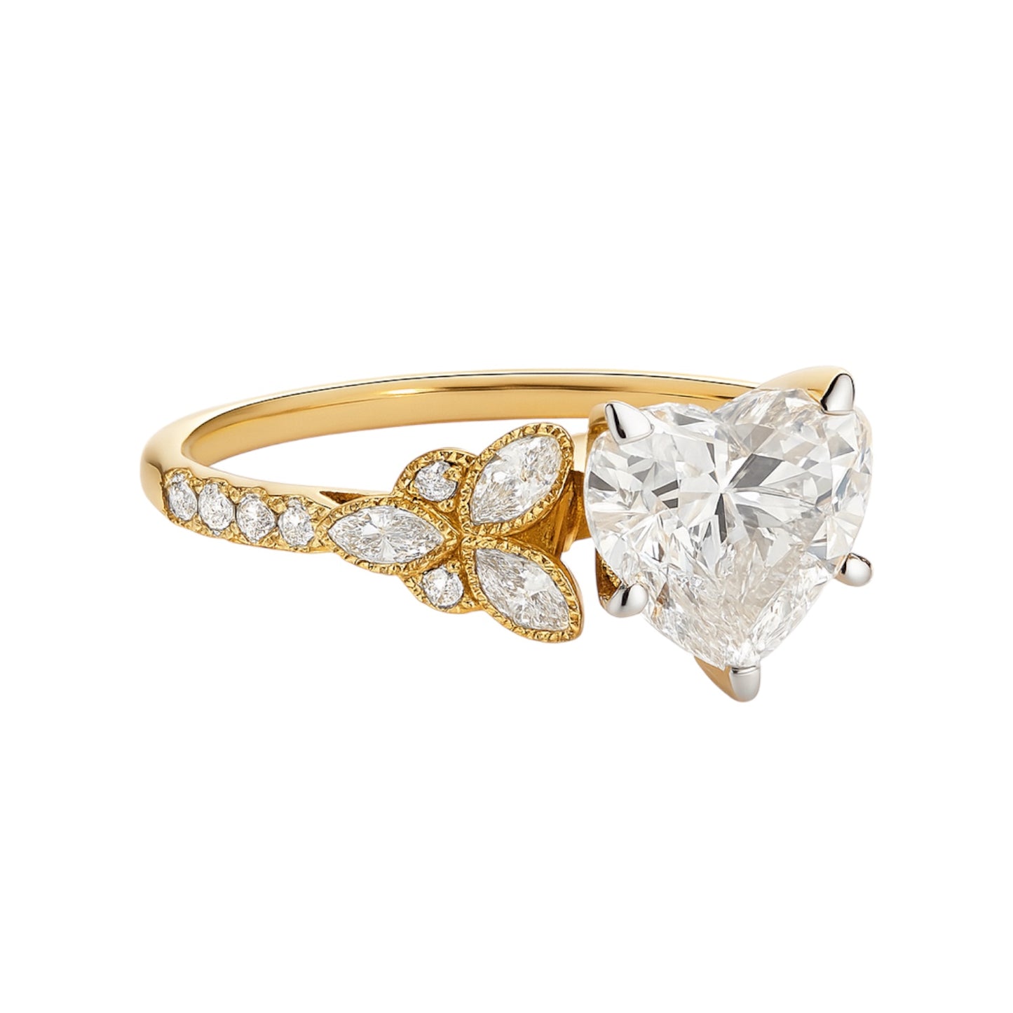 14k Gold 3ct Lab Diamond Heart Cut Engagement Ring