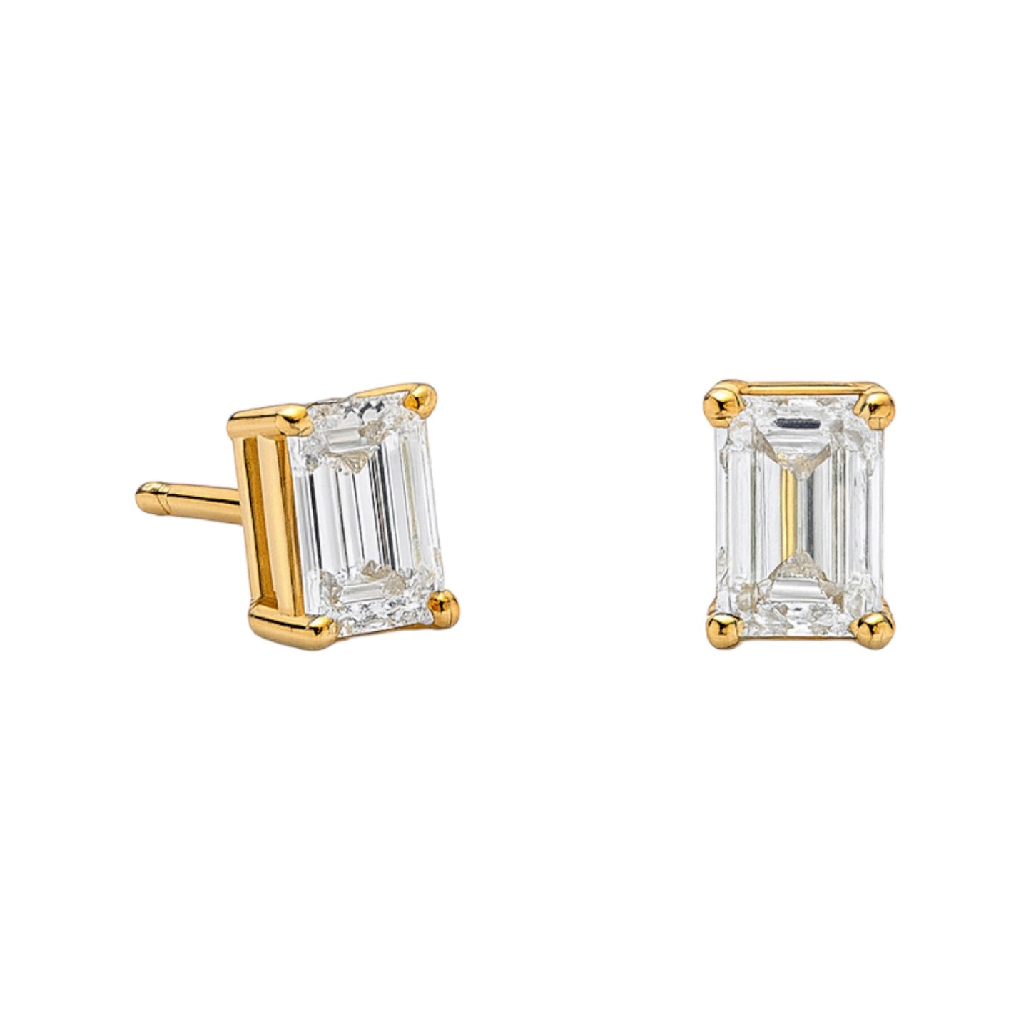 14k Yellow Gold Emerald Cut Lab-Grown Diamond Stud Earrings – 1.44 tcw