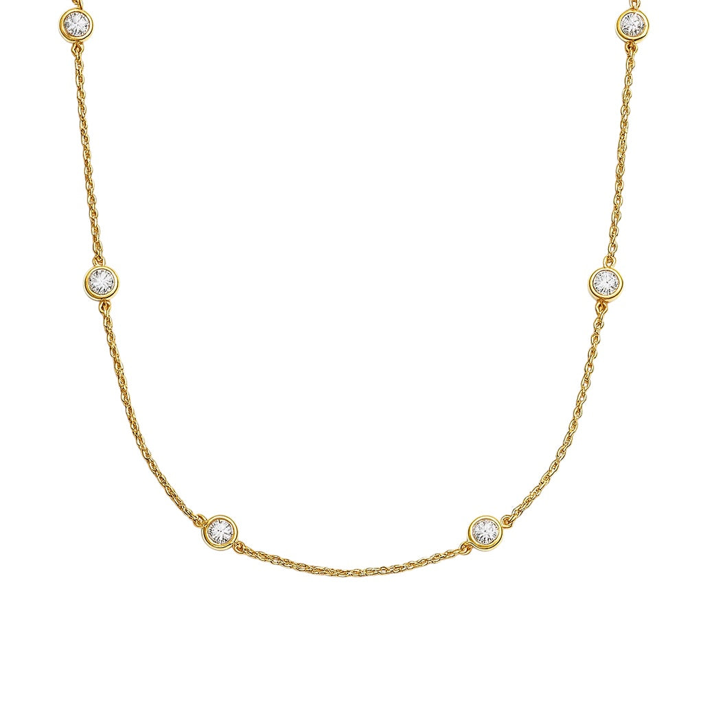 14k Gold Diamond By The Yard Chain Necklace, 16" (2.01 tcw)
