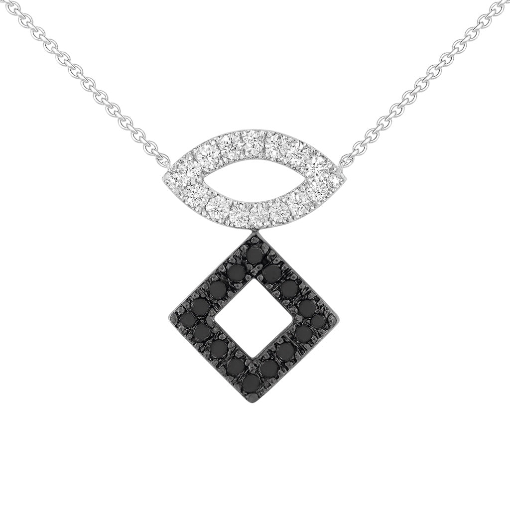 18k White Gold and Natural Diamond "Opposites Attract" Necklace (0.30 tcw)