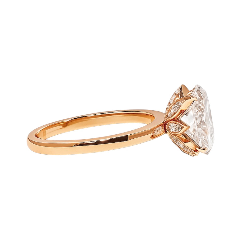 18k Gold Tulip Setting Engagement Ring with 2.07 ct center