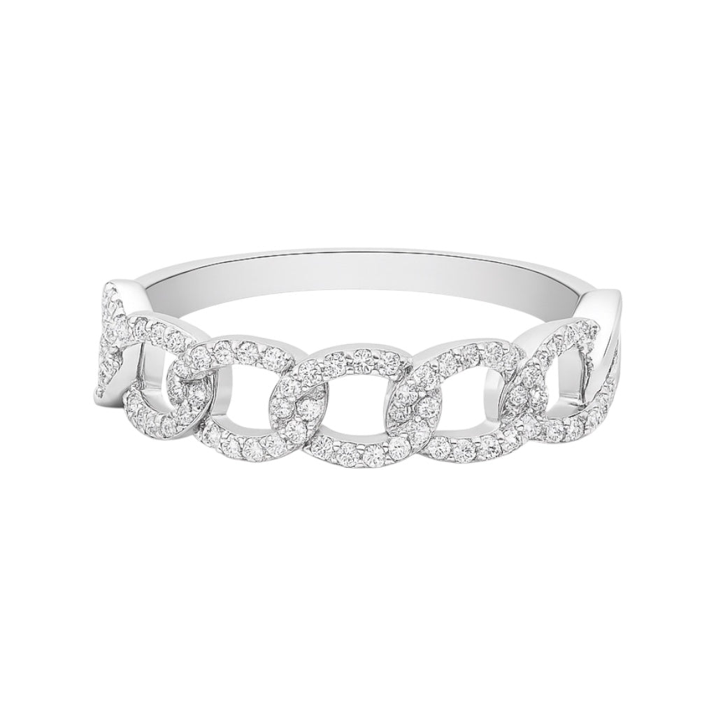 14k White Gold and Natural Diamond Chain Link Band (0.25 tcw)