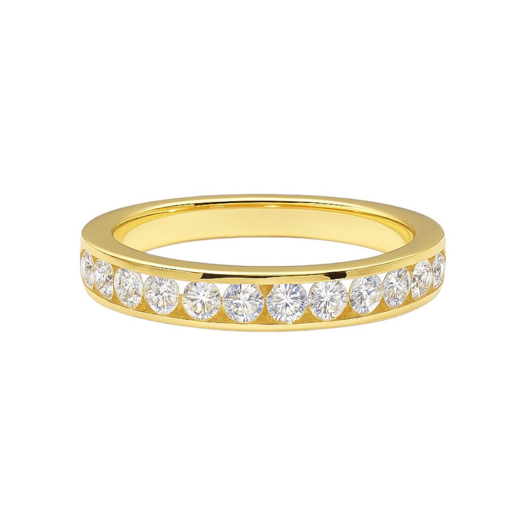 14k Gold and Natural Diamond Channel Set Half Eternity Band (0.70 tcw)