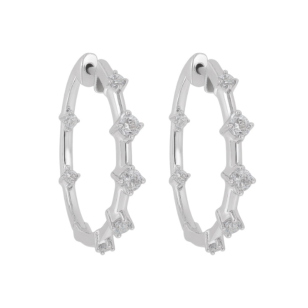 Inside-Out Lab Diamond Seven Station Hoops| 0.75tcw | 14k White Gold