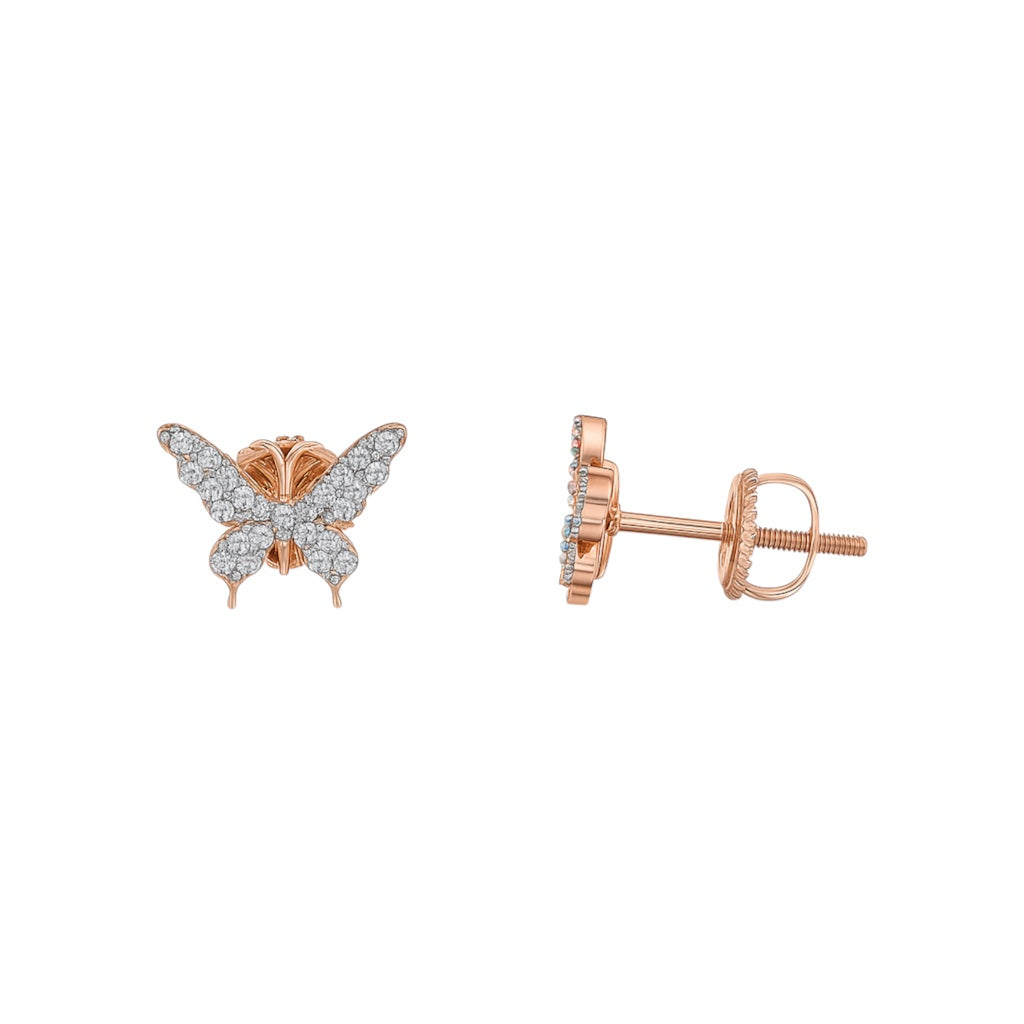 14k Rose Gold and Natural Diamond Butterfly Earrings (0.45tcw)