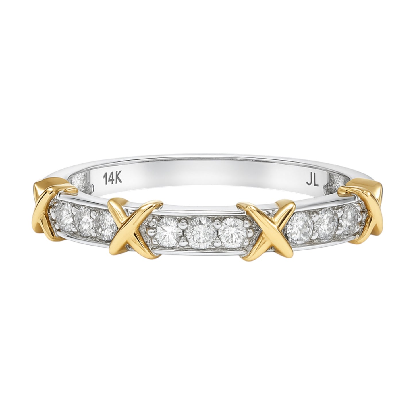 14k Gold Two Tone Diamond Band (0.25 tcw)
