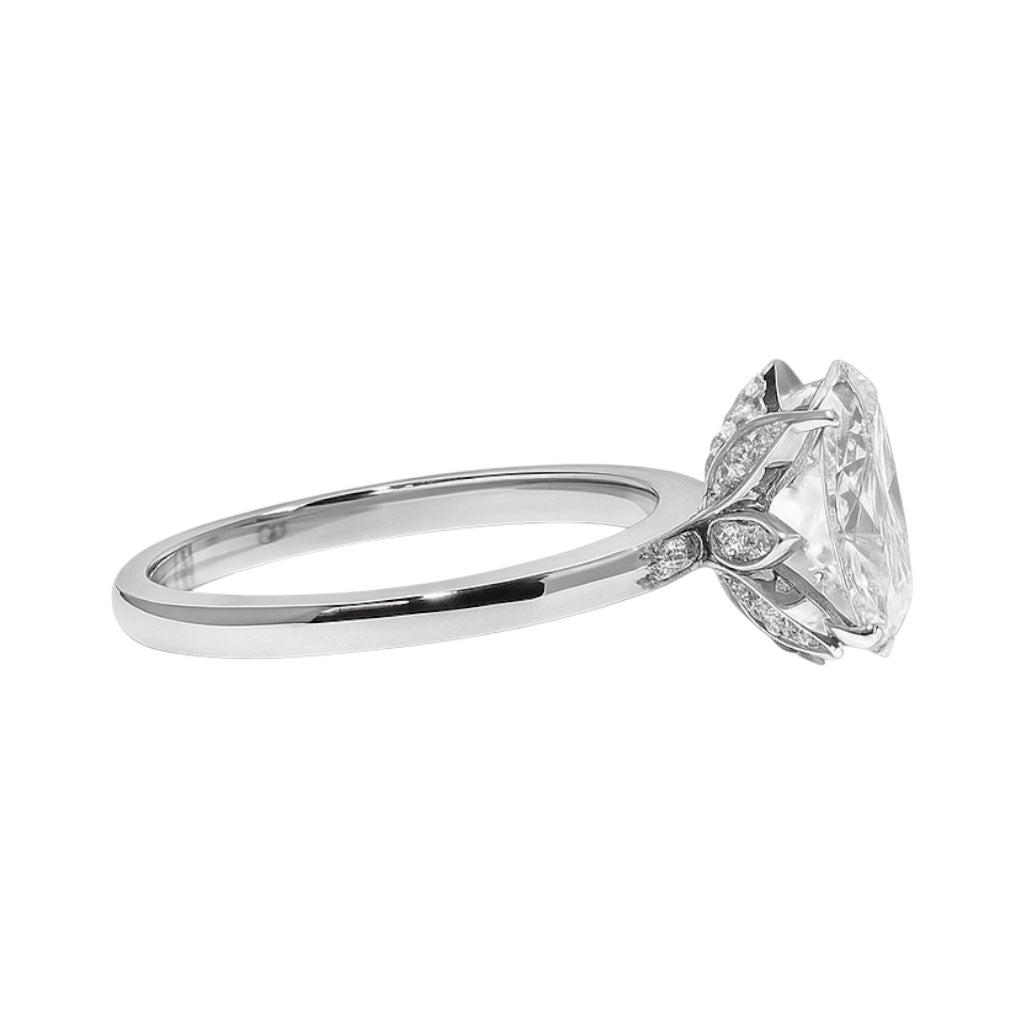 18k Gold Tulip Setting Engagement Ring with 2.07 ct center