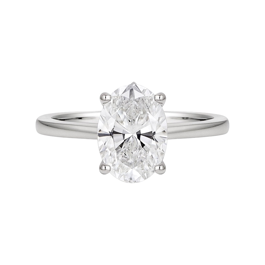 18k Gold Tulip Setting Engagement Ring with 2.07 ct center
