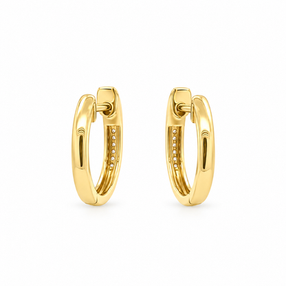 18k Gold Natural Diamond Twist Huggie Earrings | 0.27tcw | 15.5mm