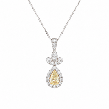 14k White Gold Natural White and Yellow Diamond Pendant | 0.72ctw