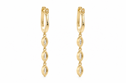 14k Gold Natural Diamond Marquise Dangle Earrings | 0.79tcw