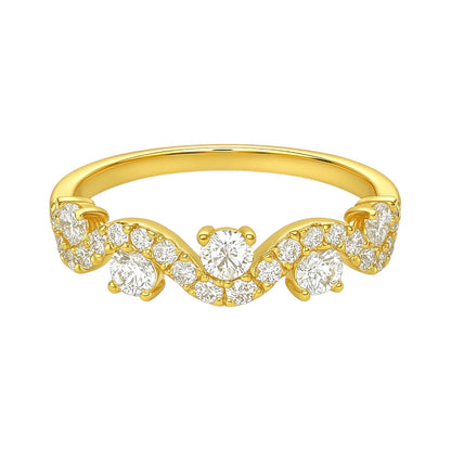 14k Yellow Gold and Lab Grown Diamond Wavy Band (0.65 tcw)