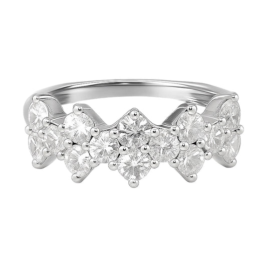 14k White Gold and Staggered Lab Grown Diamond Band (1.02 tcw)