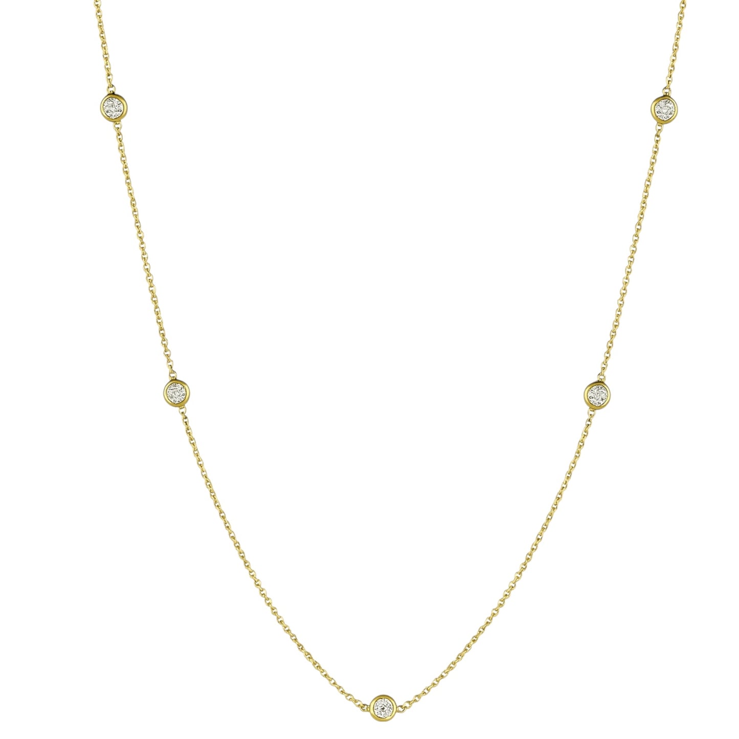 14k Yellow Gold and Diamond Station Necklace (1 carat)