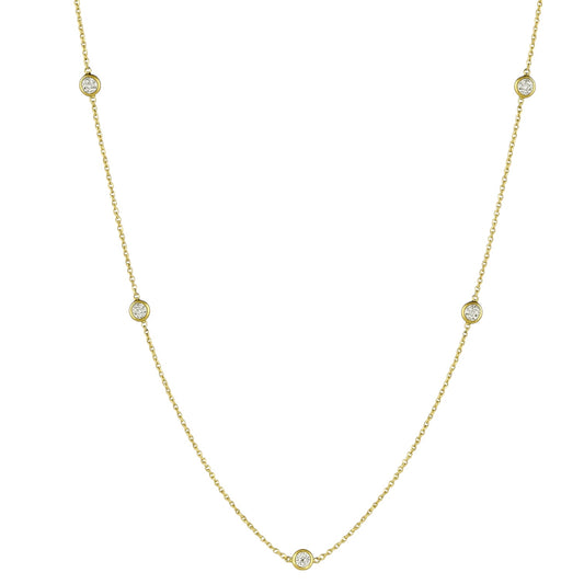 14k Yellow Gold and Diamond Station Necklace (1 carat)