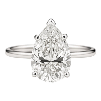 14k White Gold and Lab Pear Diamond Engagement Ring (2.96 tcw)