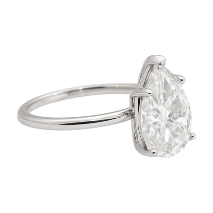 14k White Gold and Lab Pear Diamond Engagement Ring (2.96 tcw)