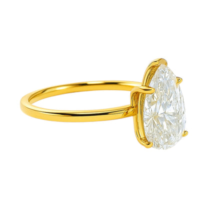 14k Yellow Gold and Lab Pear Diamond Engagement Ring (2.02 tcw)