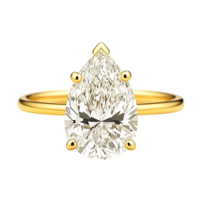 14k Yellow Gold and Lab Pear Diamond Engagement Ring (2.02 tcw)