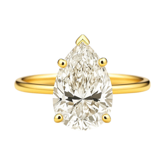 14k Yellow Gold and Lab Pear Diamond Engagement Ring (2.02 tcw)