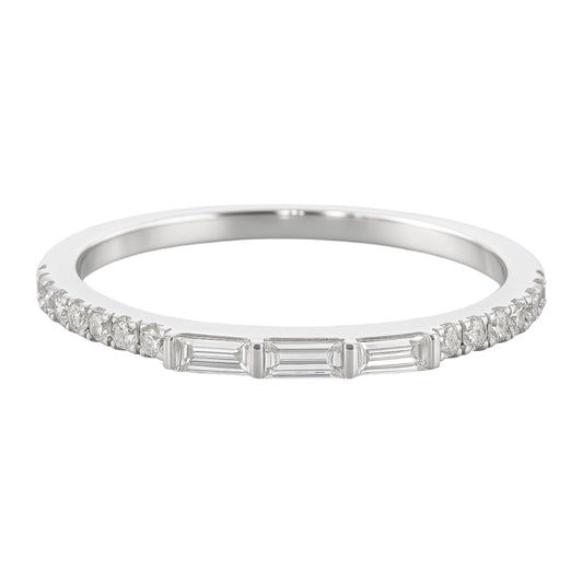 14k White Gold Band with Natural Diamonds (0.30 tcw)
