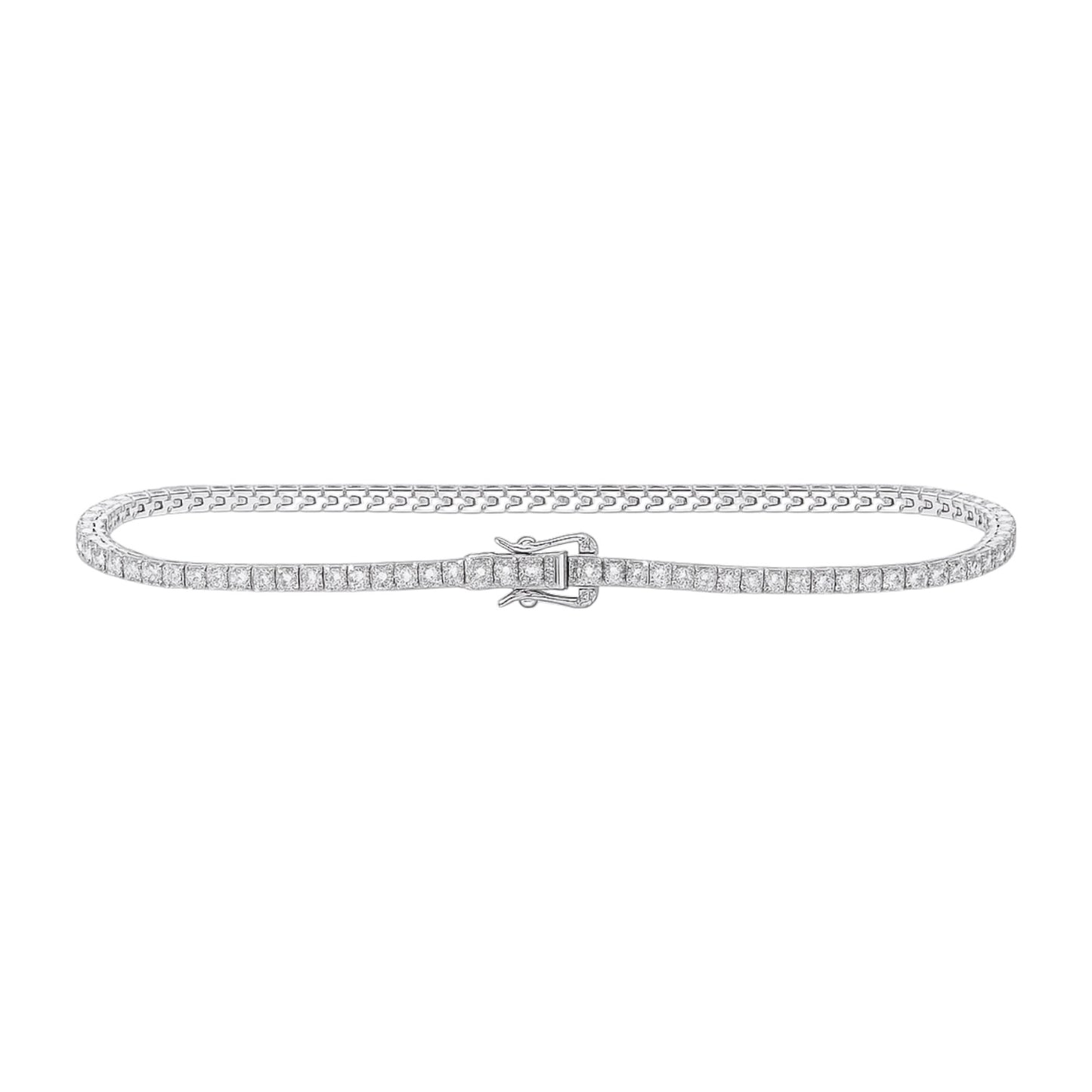 14k White Gold 7" Natural Diamonds Tennis Bracelet 1.98 t.c.w.