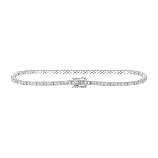 14k White Gold 7" Natural Diamonds Tennis Bracelet 1.98 t.c.w.