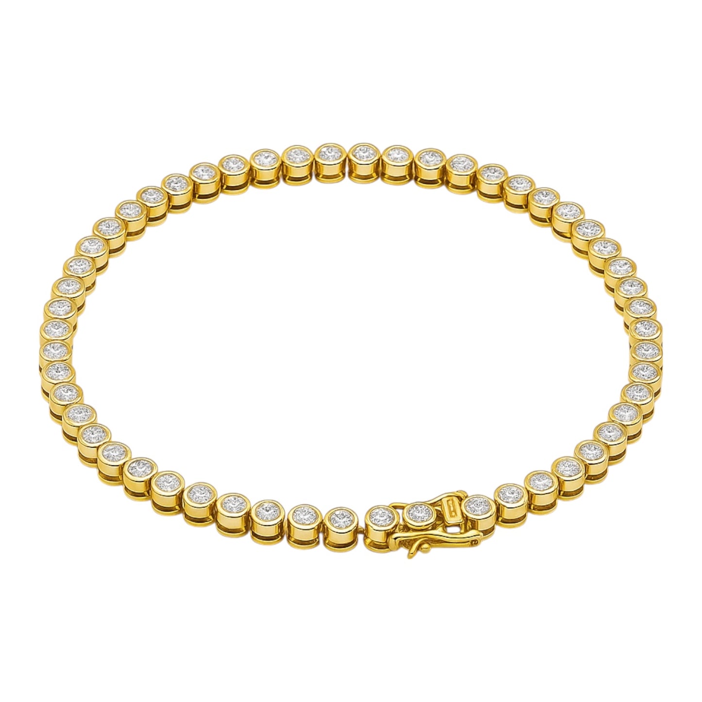 14k Yellow Gold Round Bezel Tennis Bracelet 2.89  t.c.w