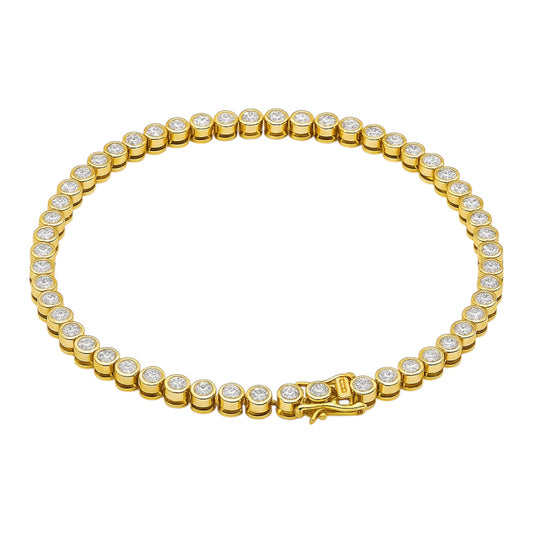 14k Yellow Gold Round Bezel Tennis Bracelet 2.89  t.c.w