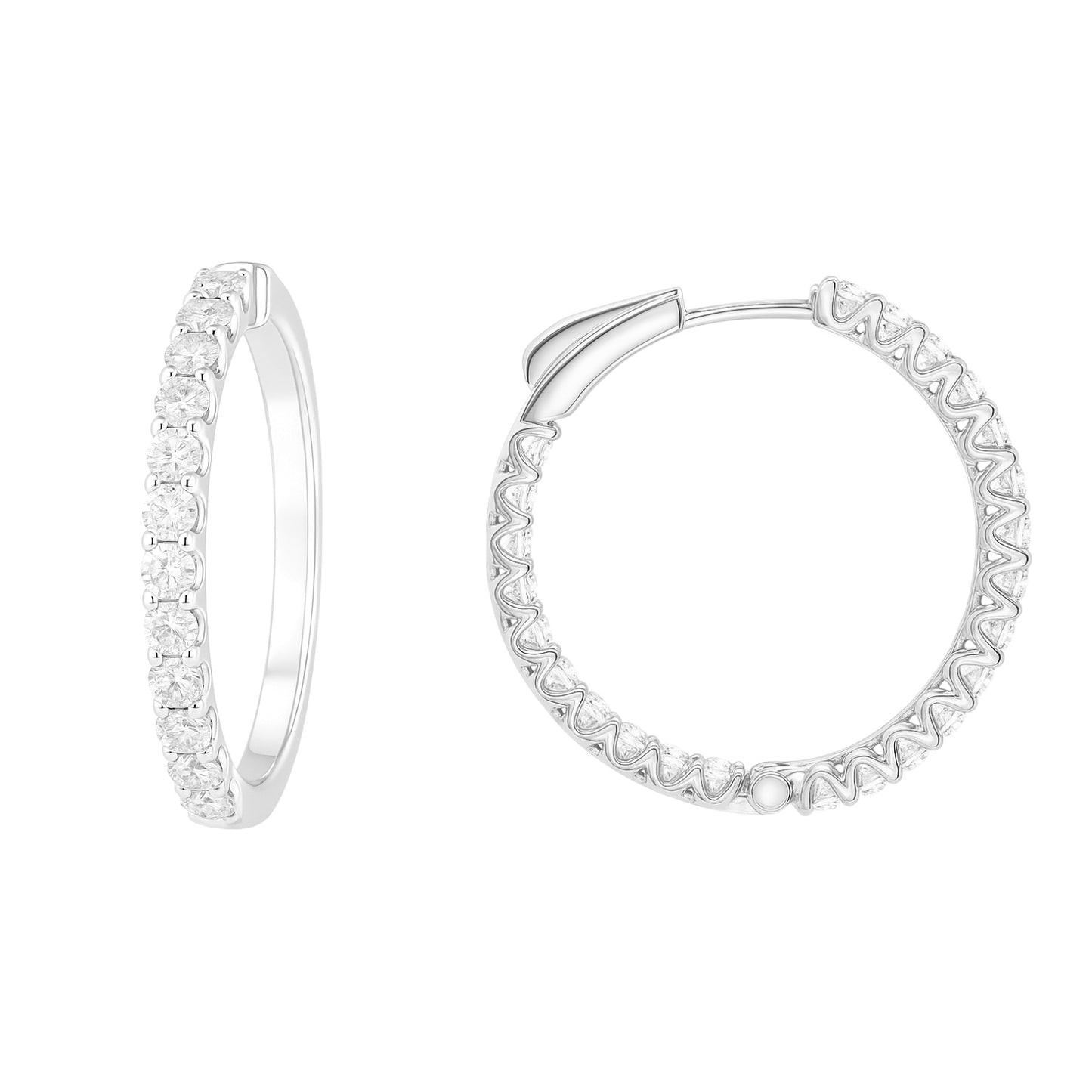 Lumine Inside-Out Lab Diamond Hoops – 1" | 2.5tcw | 14k White Gold