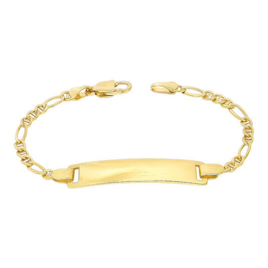 14k TriColor Yellow Gold Figaro ID Bracelet - 5"