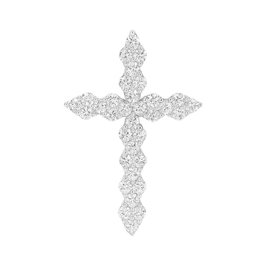 14k White Gold and Natural Diamonds Cross Pendant (0.25tcw)
