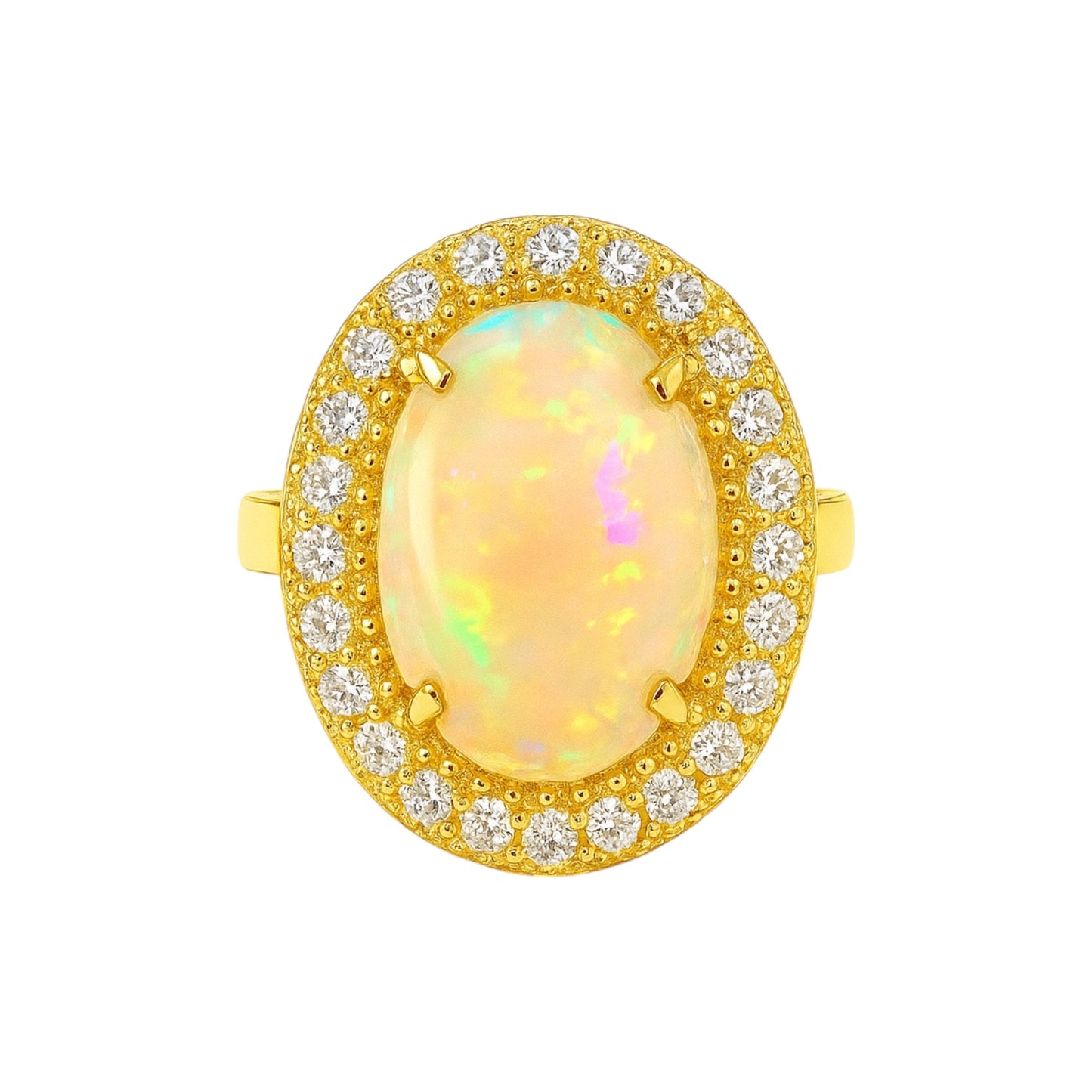 3.85ct Opal Ring with 1.08tcw Natural Diamonds in 18k Yellow Gold
