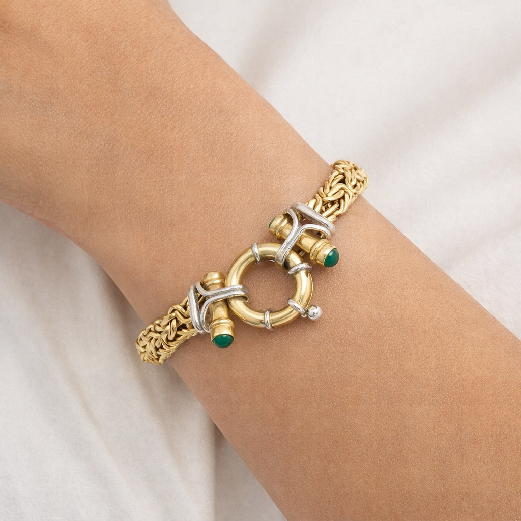 14k Gold Flat Byzantine Bracelet | 8.5mm | 7.5"