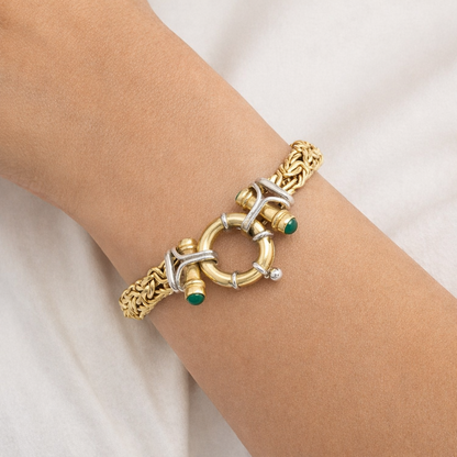14k Gold Flat Byzantine Bracelet | 8.5mm | 7.5"