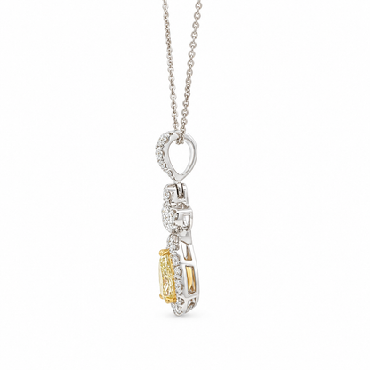 14k White Gold Natural White and Yellow Diamond Pendant | 0.72ctw